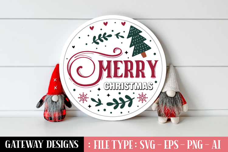 Merry Christmas Round Sign Designs