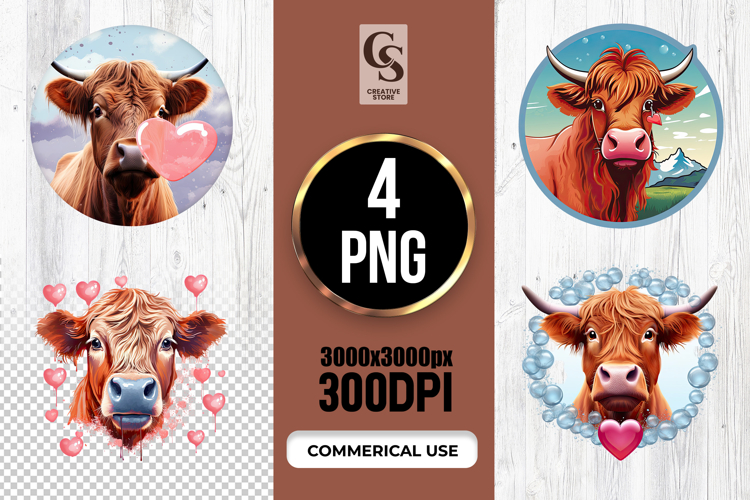 Cute Cow Holding Heart Valentine Farm Animal PNG