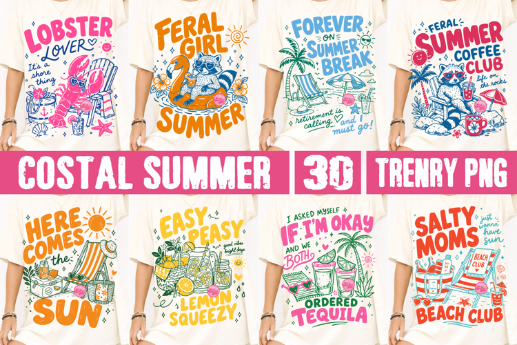 Coastal Summer PNG Bundle, Sassy Beach Vibes Sublimation
