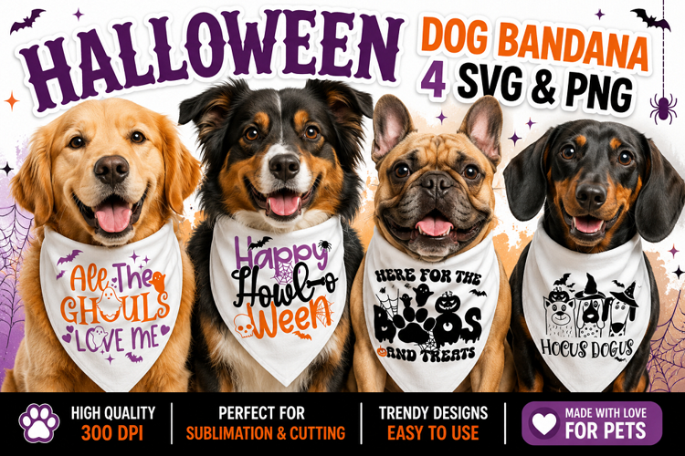 Halloween Dog Bandana SVG PNG, Funny Spooky Pet