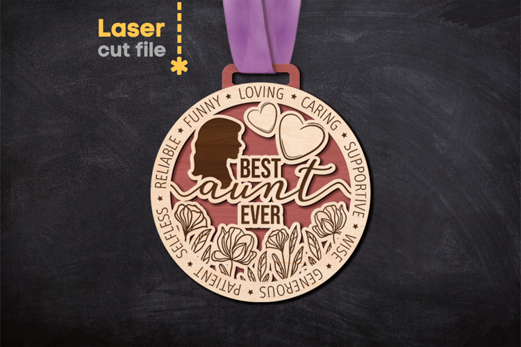 Aunt Medal SVG laser cut file for Glowforge