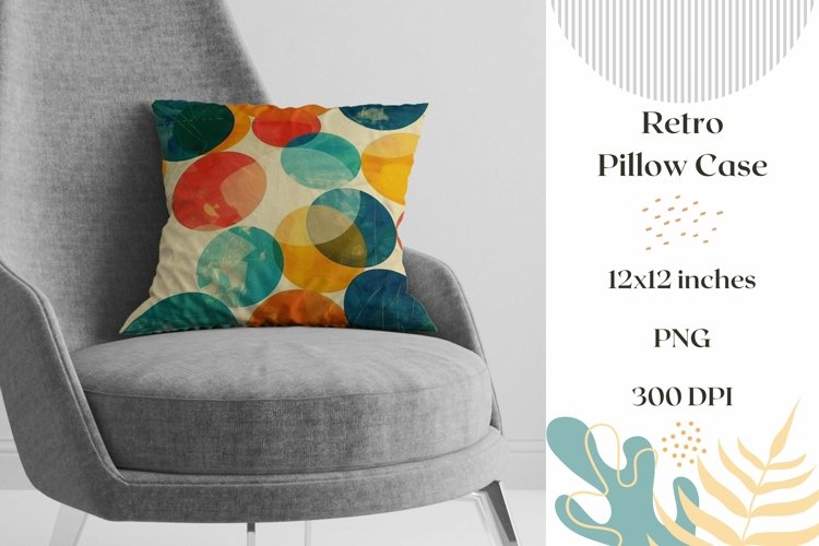 Cute Retro Pillow Case Design, Colorful Circles Pillowcase example image 1