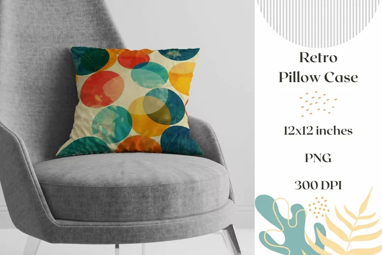 Cute Retro Pillow Case Design, Colorful Circles Pillowcase