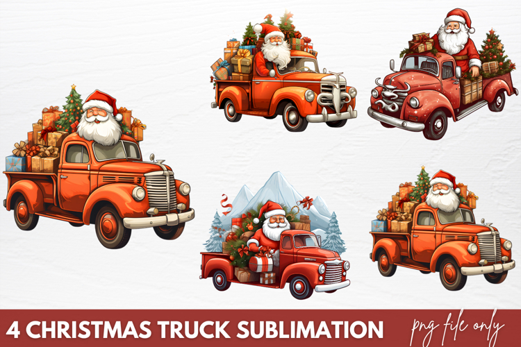 Christmas Truck Sublimation Clipart PNG