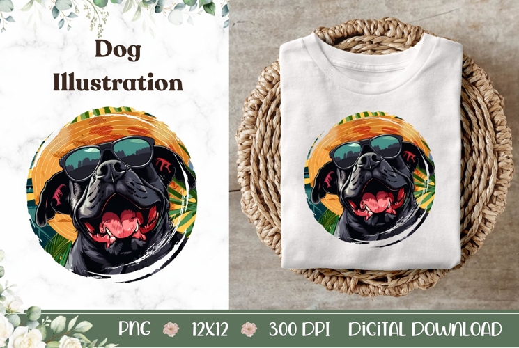Cane Corso Dog Illustration, Summer Cane Corso Dog PNG