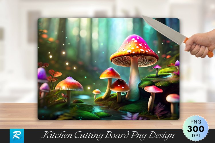 3D Mushroom Cutting Board Sublimation Design example image 1
