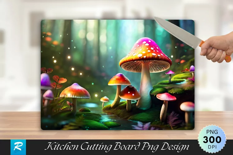 3D Mushroom Cutting Board Sublimation Design