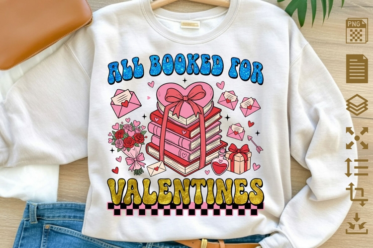 All Booked for Valentines PNG, Book Lover Valentine PNG