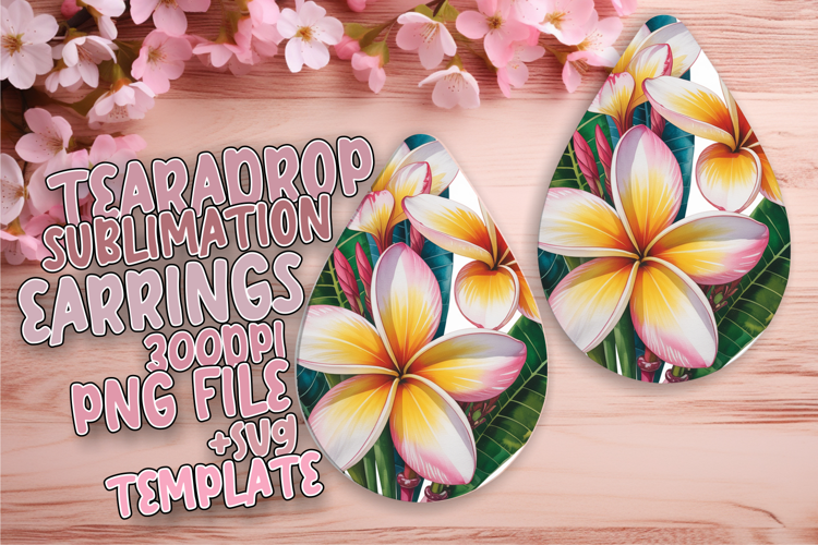 Cute Teardrop Design for Sublimation Earrings , Flowers