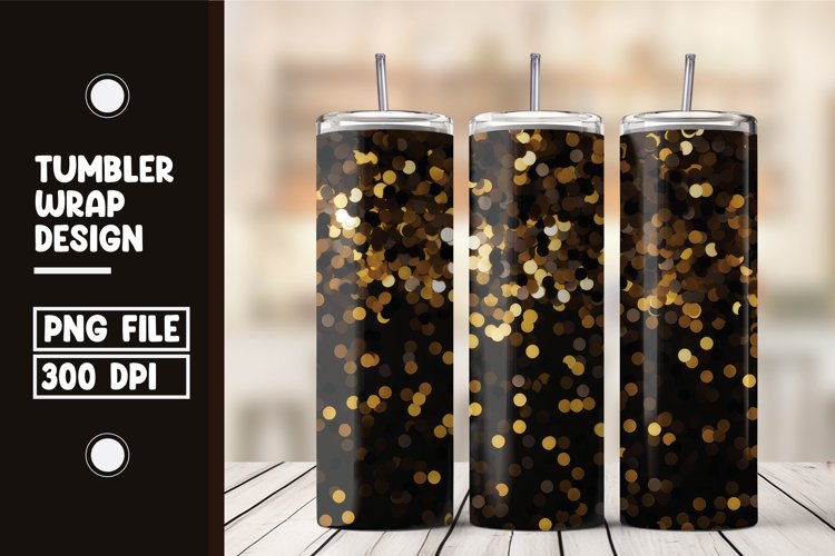 Golden Glitter paper tumbler wrap design
