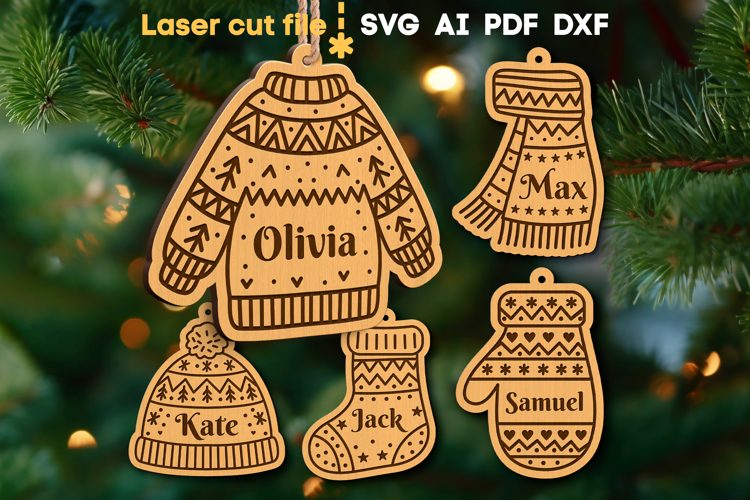 Christmas Ornaments Bundle SVG laser cut files for Glowforge
