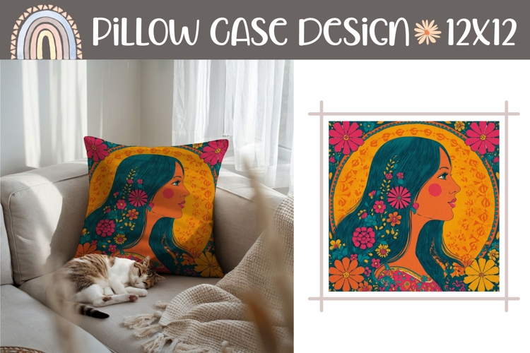 Summer Girl Pillow Design, Hippie Pillow Case