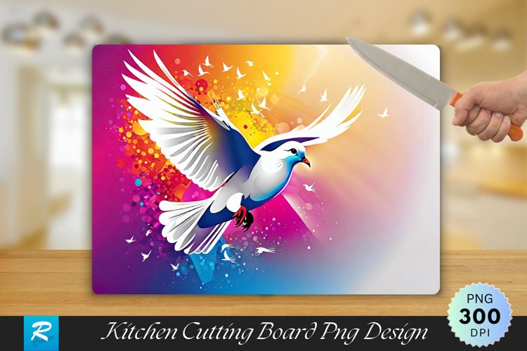 White Dove Cutting Board Sublimation Design
