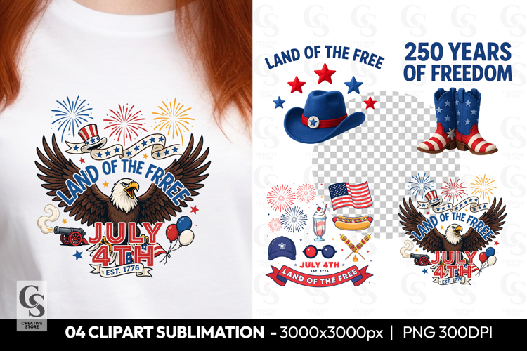 Land Of The Free Eagle Clipart Sublimation PNG
