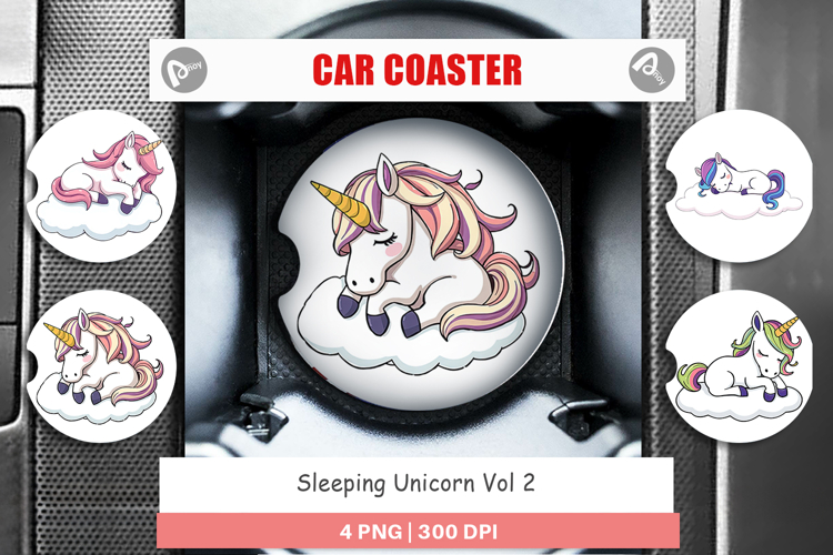 Car Coaster Sleeping Unicorn
