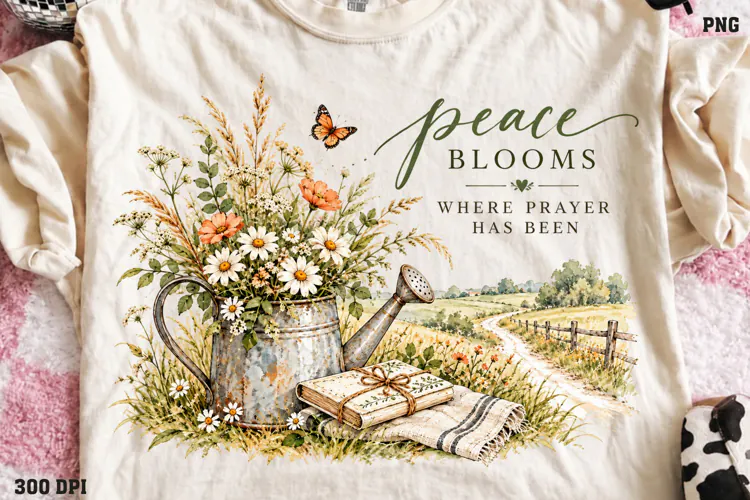 Faith Carries the Quiet Heart Shirt PNG, Watercolor Pastoral