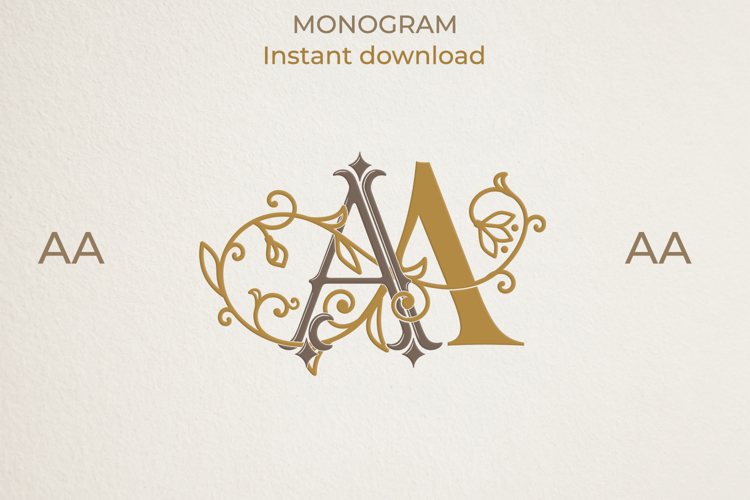 AA Wedding Monogram Logo | Elegant Initials Vector