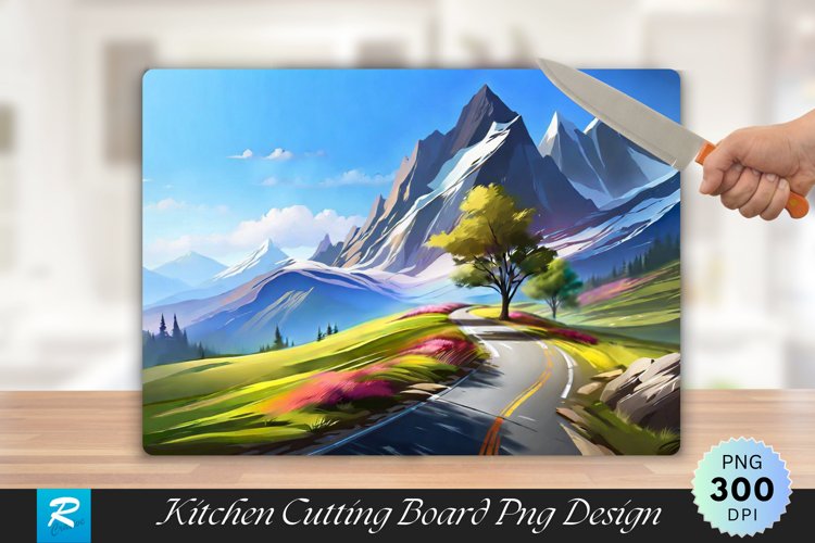 Mountain Road Landscape Cutting Board Sublimation Design