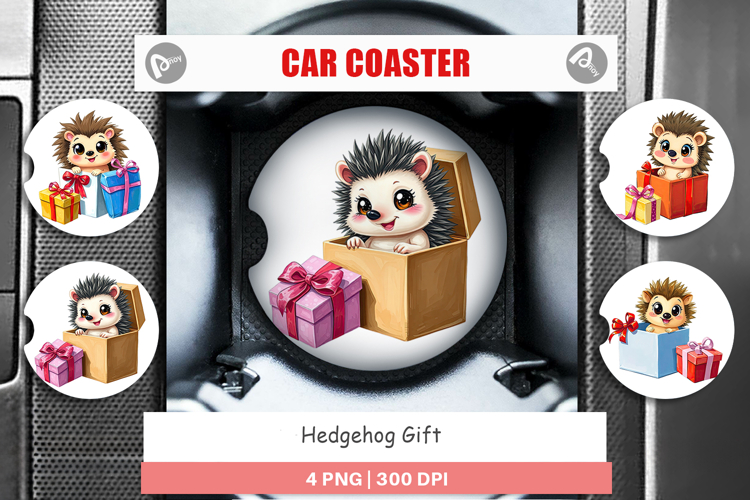 Car Coaster Hedgehog Gift