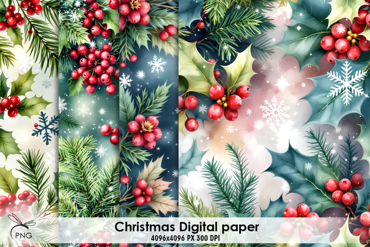Christmas digital paper, background clipart