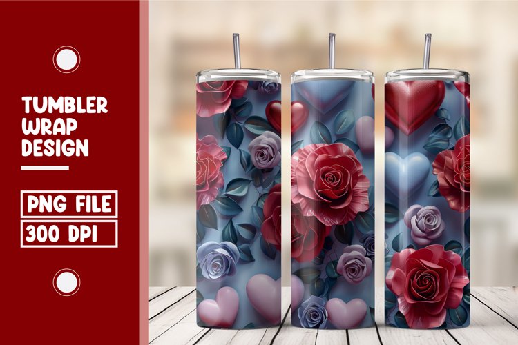 Heart Flower Tumbler Wrap Design example image 1