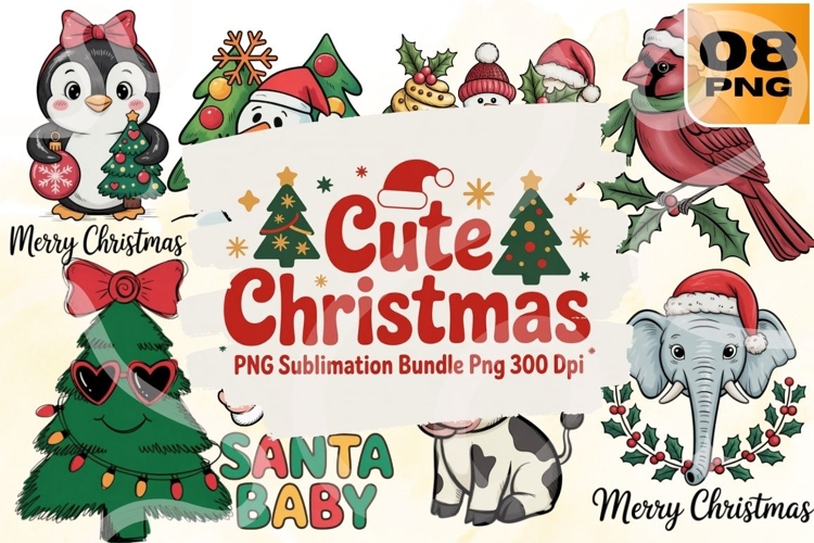 Cute Christmas PNG Sublimation Bundle