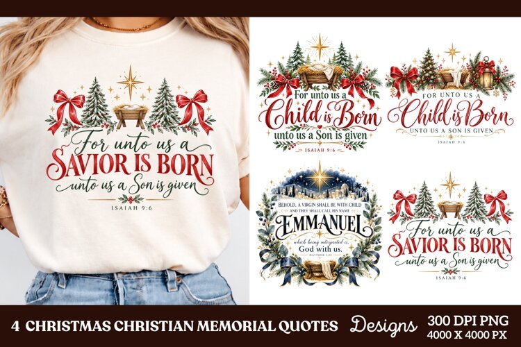 4 Christian Christmas Quote PNG Designs, 4 Christmas Faith Q example image 1
