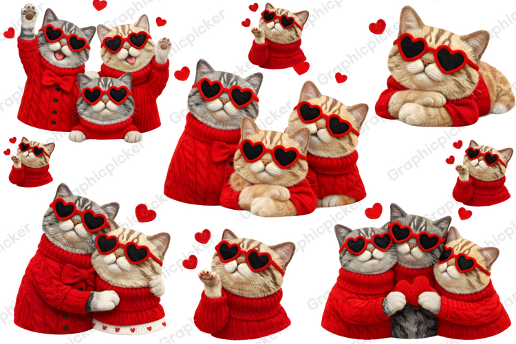 Yarn Crochet Valentine’s Day Cat PNG, Valentine’s Day PNG