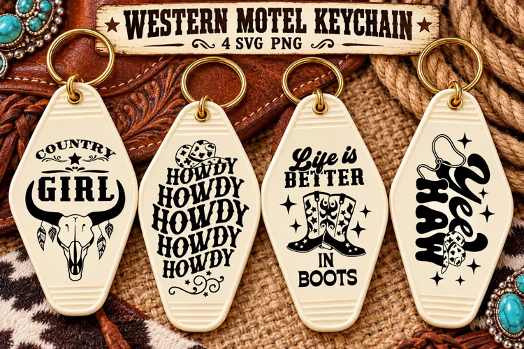 Western Motel Keychain SVG PNG, Country Cowgirl Quotes