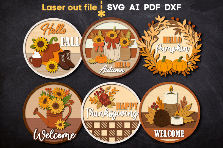 Thanksgiving Bundle SVG laser cut files for Glowforge