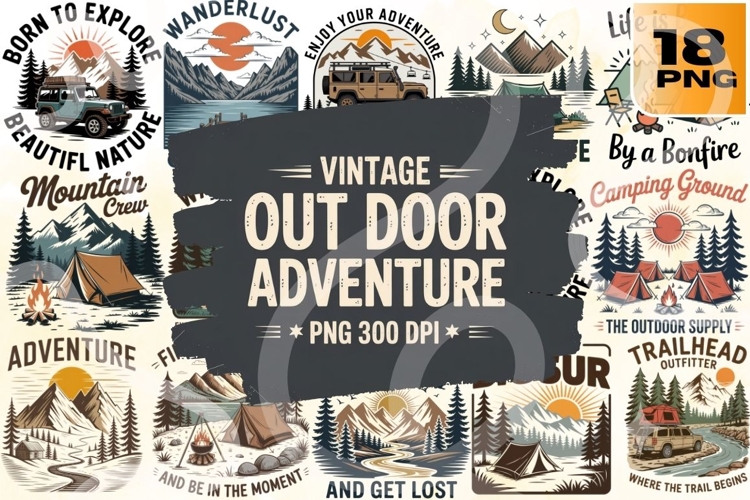 Vintage Outdoor PNG Bundle