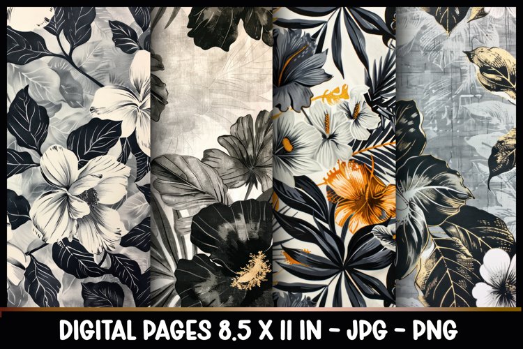 4 Vintage Floral Digital Papers I Junk Journal 8.5x11 example image 1