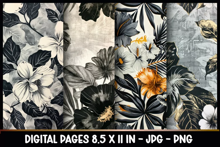 4 Vintage Floral Digital Papers I Junk Journal 8.5x11