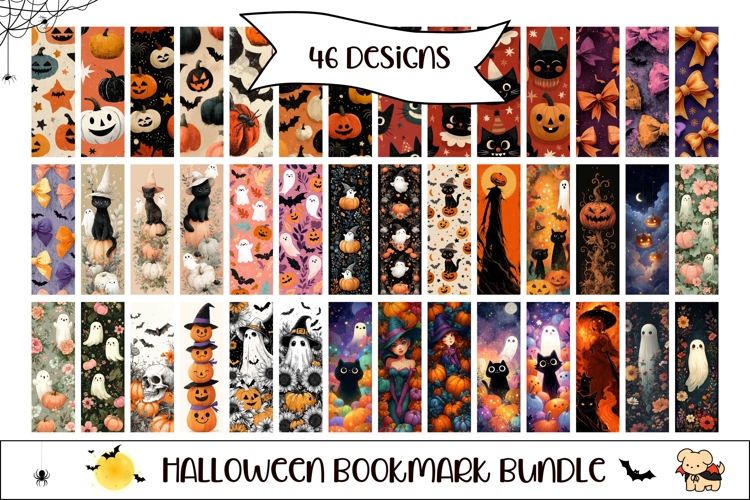 Cartoon Halloween Bookmark Bundle, Magic Bookmark Designs