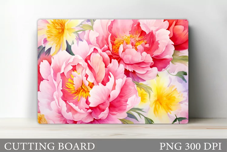 Peony Cutting Board. Flowers Cutting Board Design