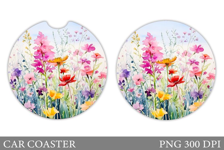 Wildflowers Car Coaster Sublimation. Flowers Car Coaster