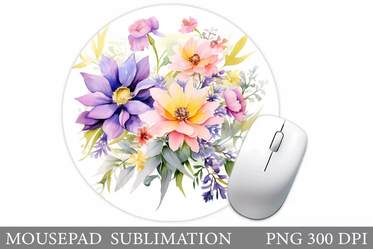 Flowers Mouse Pad Sublimation. Flowers Mouse Pad Design
