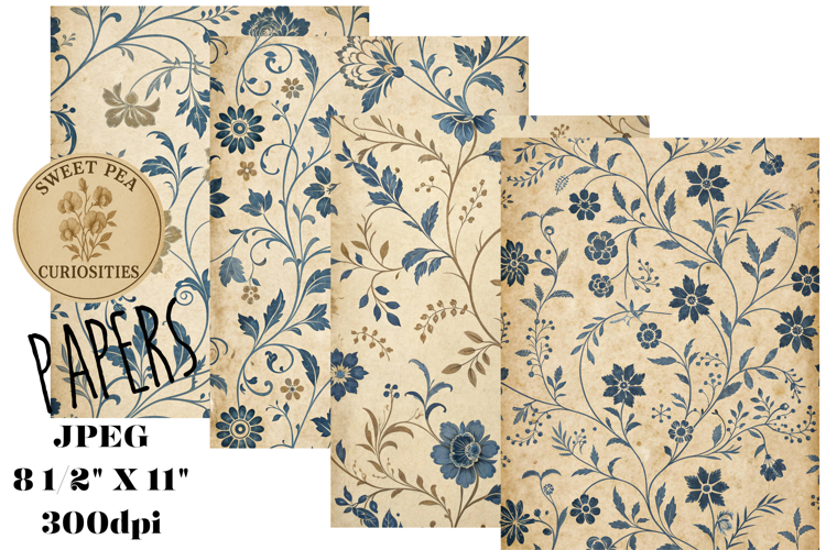 Shabby Chic, Blue, Papers, Junk Journal