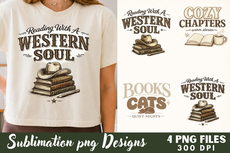 Reading With A Western Soul PNG Sublimation Design file example image 1