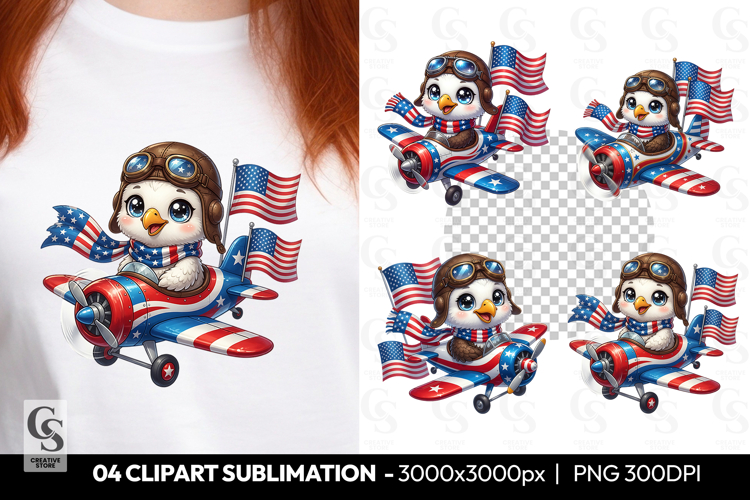 Patriotic Pilot Chick Clipart PNG