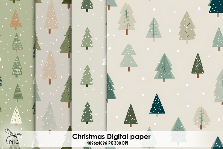 Christmas trees digital paper, background clipart