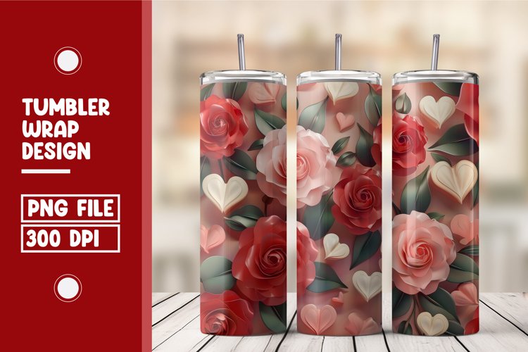 Heart Flower Tumbler Wrap Design