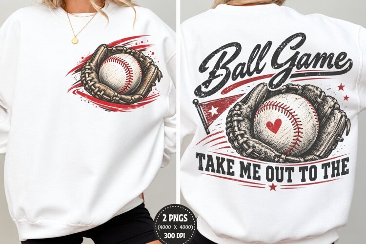 Baseball Front Back Shirt PNG, Baseball Glove Chest Back Des example image 1