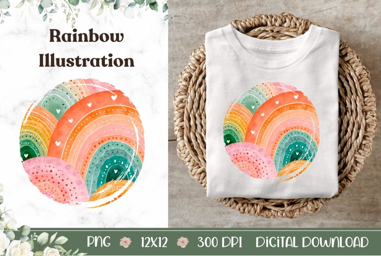 Watercolor Rainbow Illustration, Cartoon Rainbow PNG