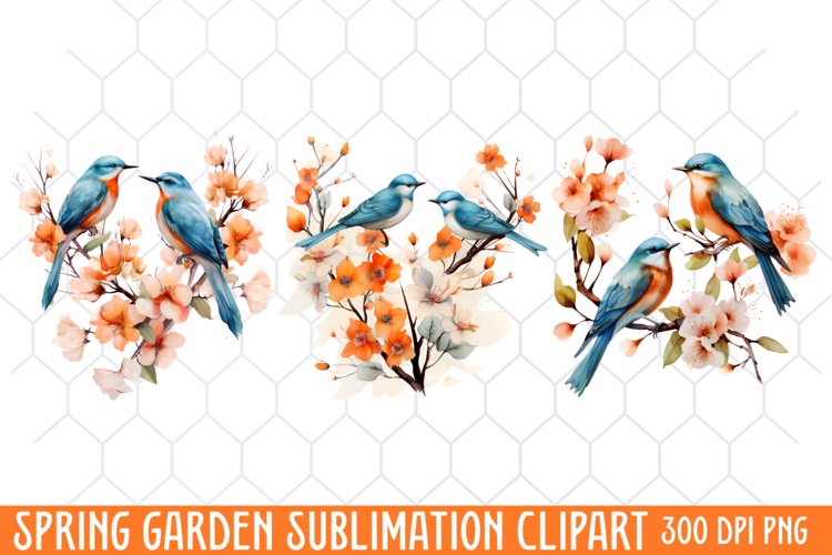 Spring Garden Clipart, Flowers Sublimation Designs