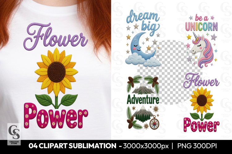 Flower Power Sunflower Clipart PNG Sublimation
