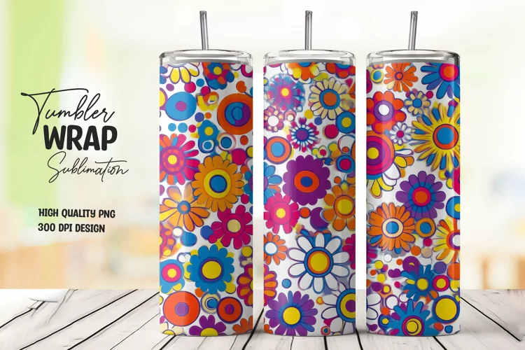 Floral Pattern Tumbler Wrap Sublimation Design