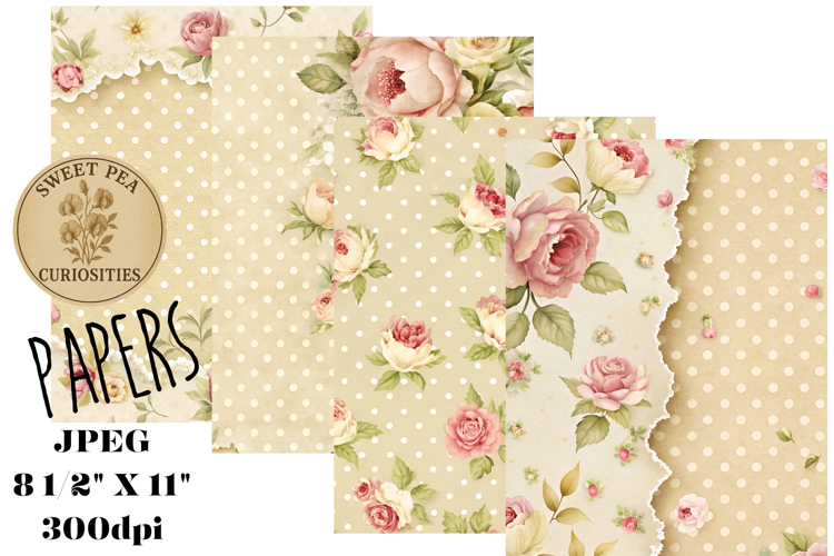 Flowers, Shabby Chic, Papers, Junk Journal