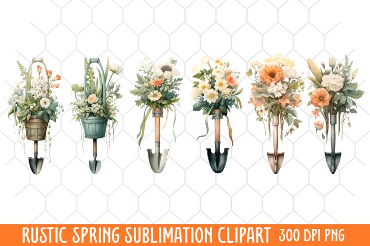 Rustic Spring Clipart, Vintage Spring Clipart