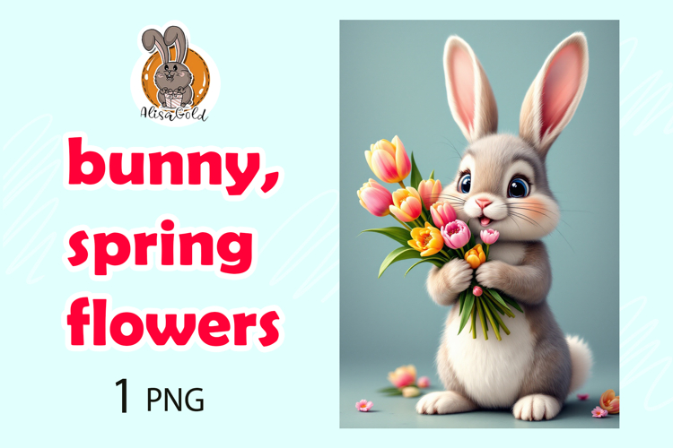 bunny, spring flowers, cupcake